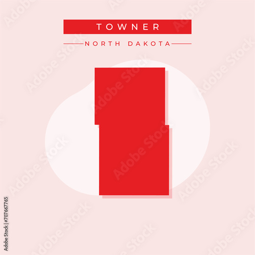 Vector illustration vector of Towner map North Dakota