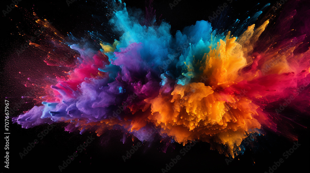 explosion of colored powder on black background explosion of colored powder on black background