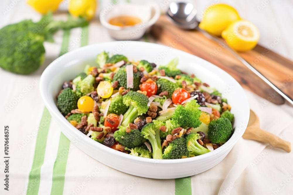 vibrant broccoli raisin salad with ingredient labels vibrant broccoli raisin salad with ingredient labels