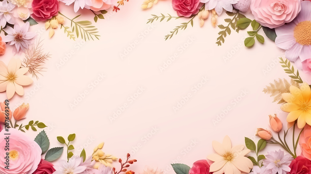 Flower composition background, decorative flower background pattern, floral border background