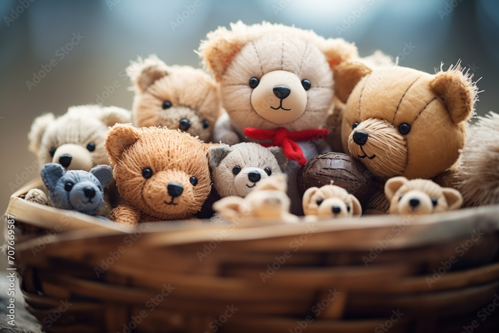 basket of cuddly teddy bears basket of cuddly teddy bears