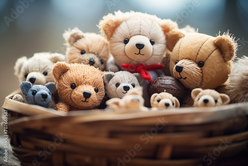 basket of cuddly teddy bears photo