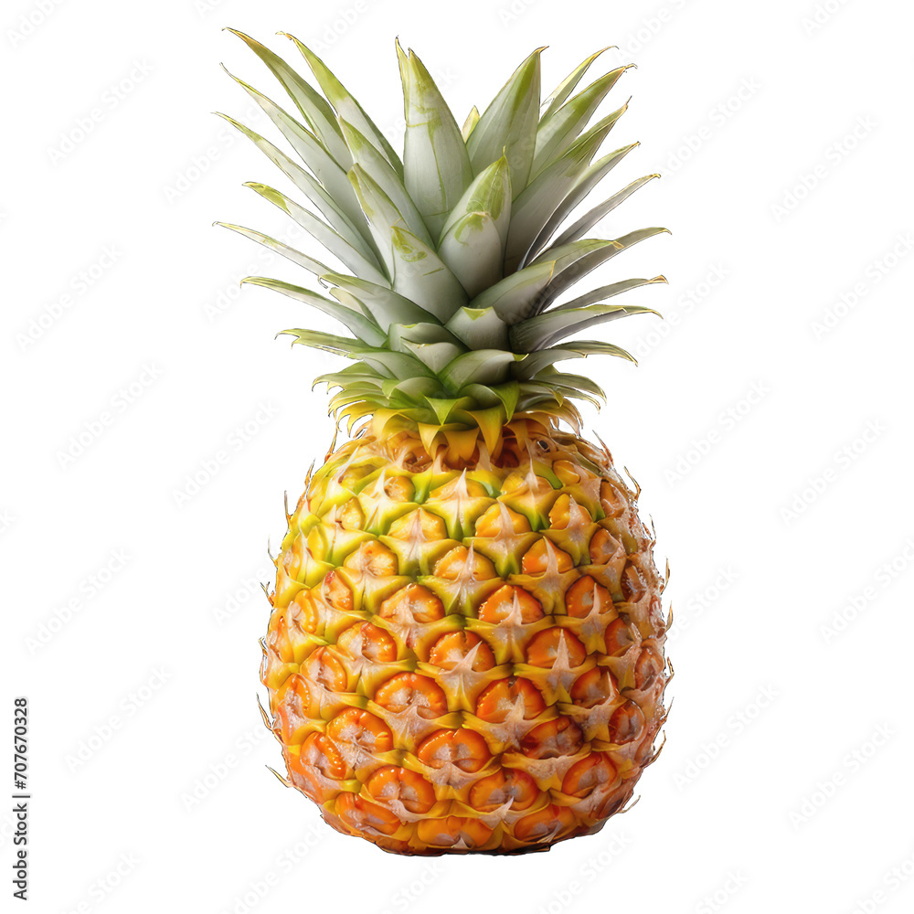 Fototapeta premium a pineapple with green leaves on transparent Background