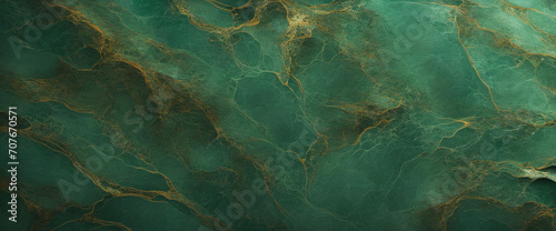 Rusty green rock surface texture. Close-up. Marble or ceramic tile effect. Toned dark green stone background with copy space for design. Wide banner. Panoramic. photo