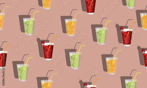 Seamless pattern with fresh drink color background.