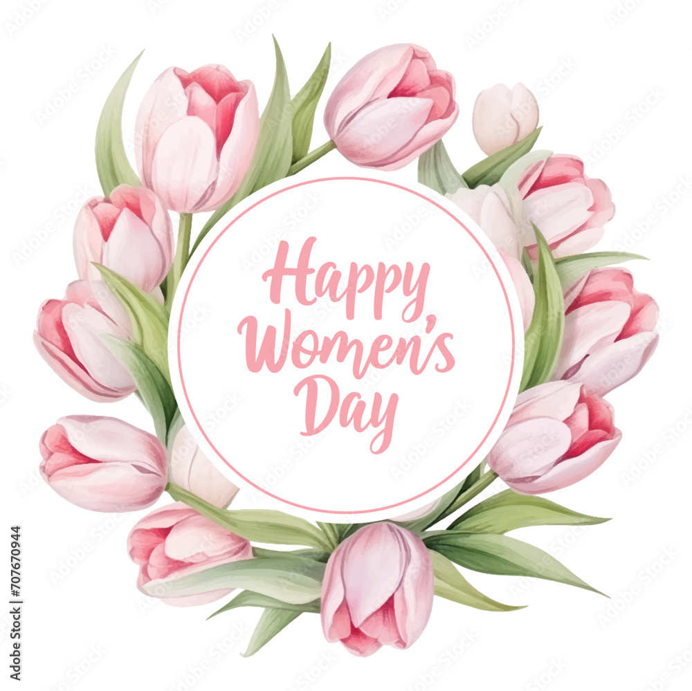 Women's Day. Greeting card with tulips. Vector illustration. Women's Day. Greeting card with tulips. Vector illustration.