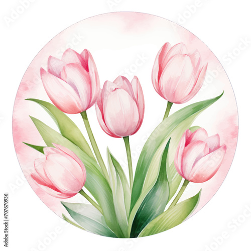 Fototapeta Naklejka Na Ścianę i Meble -  Women's Day. Greeting card with tulips. Vector illustration.