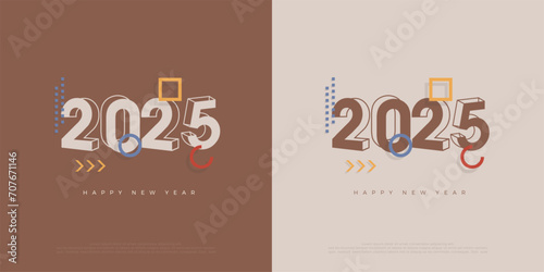 Happy new year 2025 with semi 3d flat vector numbers. Premium design for 2025 new year celebration. Latest vector premium background.