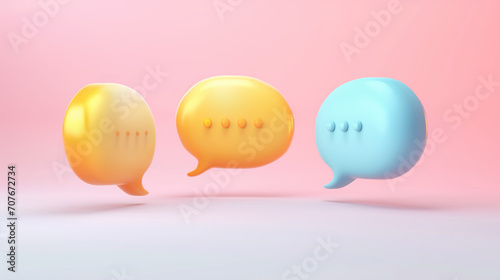 3d new message notification speech bubble. Chat dialog text box for chat on social media icon isolated on pink background minimal cartoon cute