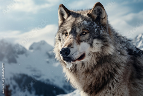 Beautiful dangerous wolf in winter © Imtiaz