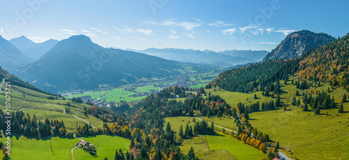 Bad Hindelang-Oberjoch an einem sonnigen Herbsttag von oben photo