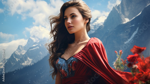 Beautiful woman in the mountains