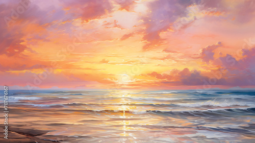 Breathtaking moment of sunrise over tranquil seascape