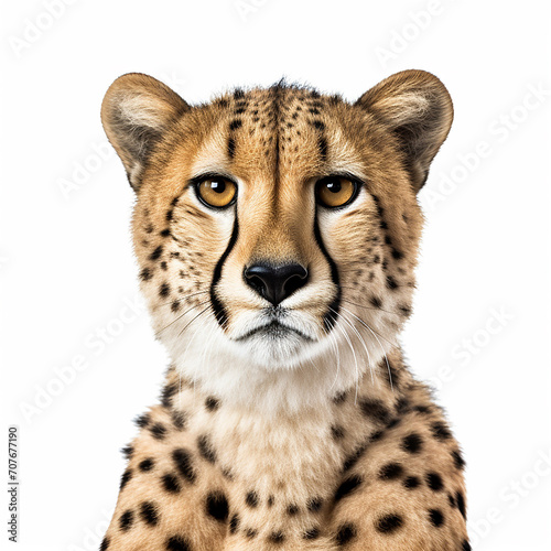 "Sprint of Grace - Hyper-Realistic Cheetah on White Background"