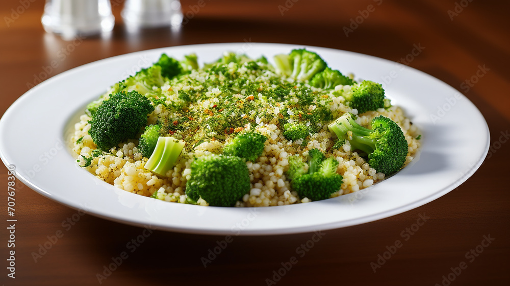 Gourmet Delight: Realistic Bulgur with Broccoli Dish Gourmet Delight: Realistic Bulgur with Broccoli Dish