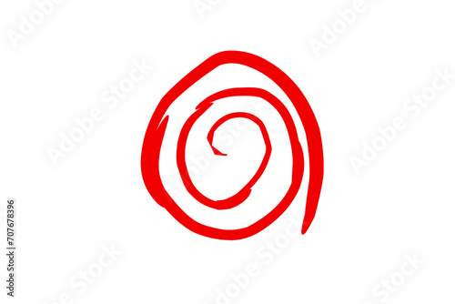 Irregular spiral illustration in red ink. suitable for symbol and logo themes
