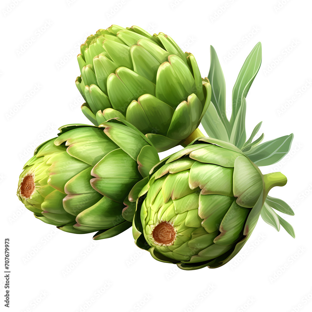 Fresh artichoke isolated on png background. Two whole green artichokes, raw edible cynara flower buds, organic italian vegetable food Fresh artichoke isolated on png background. Two whole green artichokes, raw edible cynara flower buds, organic italian vegetable food