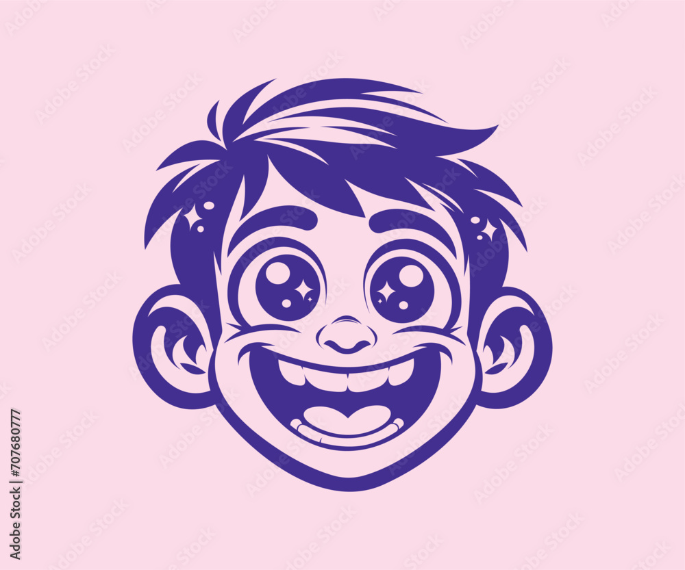 Happy kid cartoon face vector Happy kid cartoon face vector