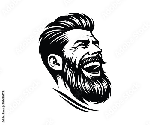 Bearded man laughing vector