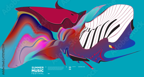 Colorful Abstract Fluid Electronic Summer Music Festival Vector Banner