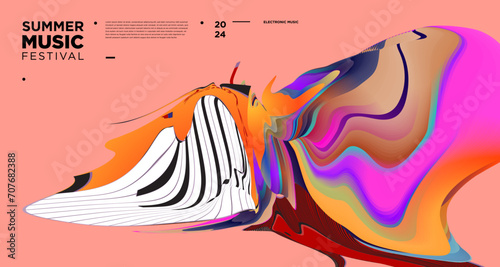 Colorful Abstract Fluid Electronic Summer Music Festival Vector Banner