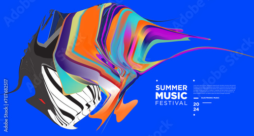 Colorful Abstract Fluid Electronic Summer Music Festival Vector Banner