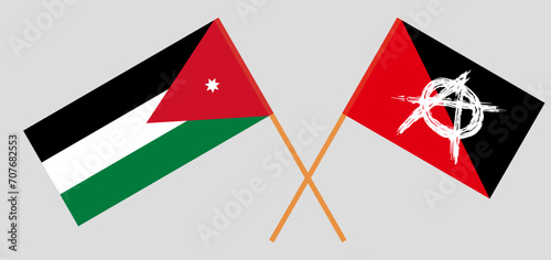 Crossed flags of Jordan and anarchy. Official colors. Correct proportion