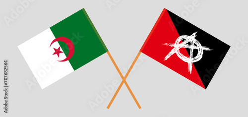 Crossed flags of Algeria and anarchy. Official colors. Correct proportion
