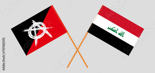 Crossed flags of anarchy and Iraq. Official colors. Correct proportion
