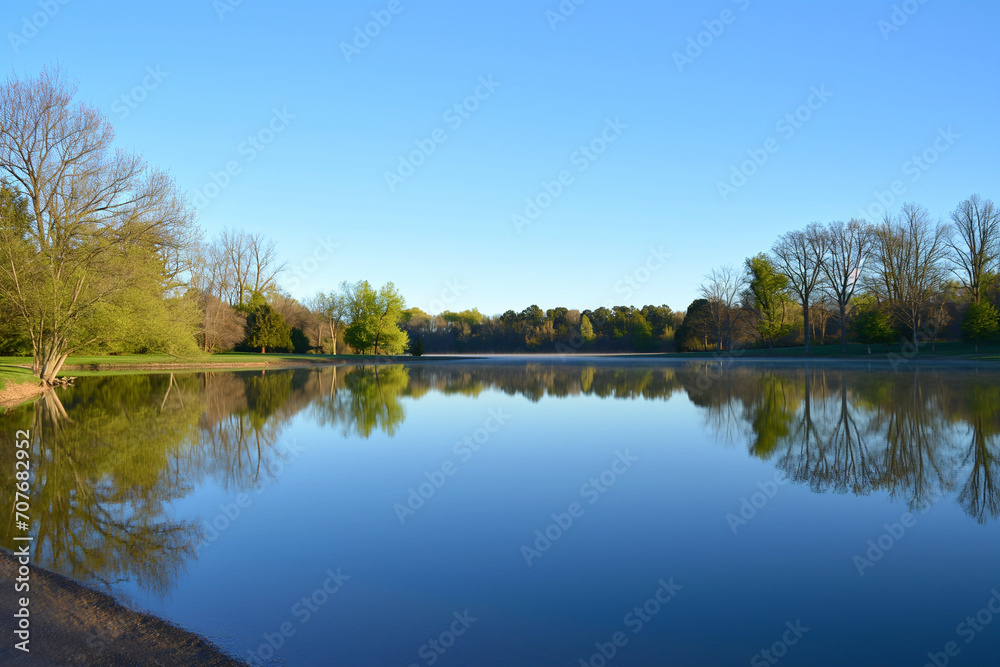 spring lake. Yoga concept. 