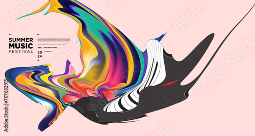 Colorful Abstract Fluid Electronic Summer Music Festival Vector Banner