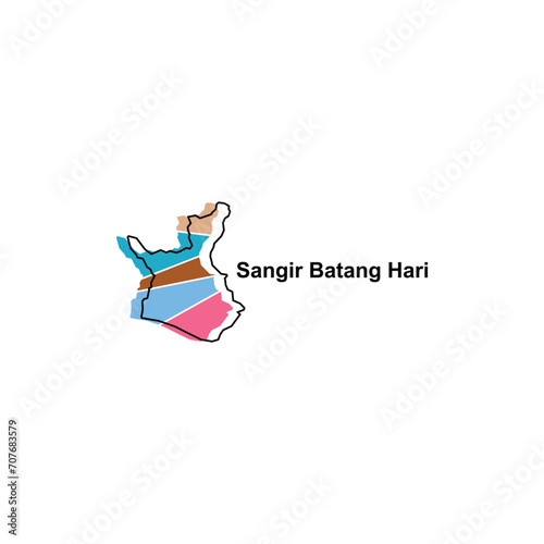High detailed vector map of Sangir Batang Hari modern outline, Logo Vector Design. Abstract, designs concept, logo, logotype element for template. photo