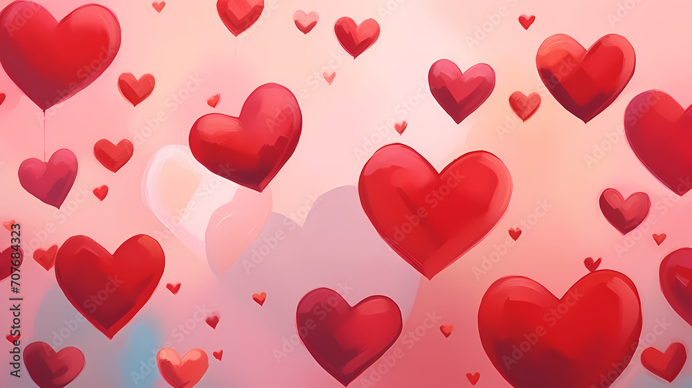 Vibrant Valentine's Day background with red hearts