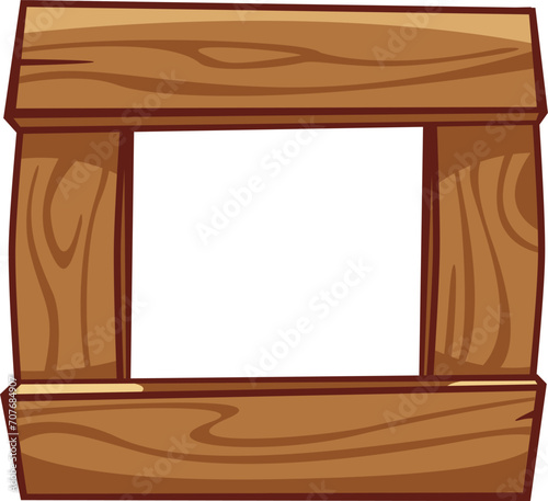 Wood frame in cartoon style vector illustration. Ui asset design, textured, detailed graphic object. (ID: 707684907)