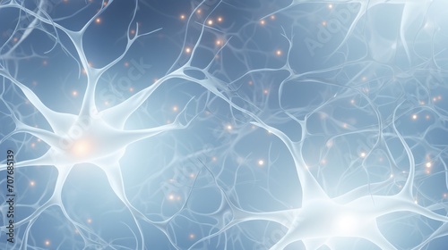 Neuron network in human brain, medical background. Macro view of nervous system