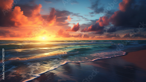 Beautiful beach sunrise