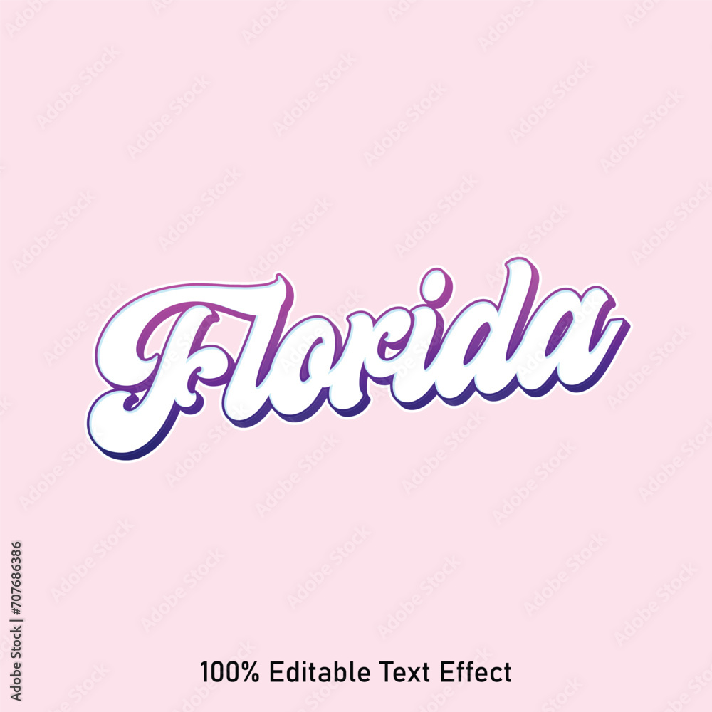 Florida text effect vector. Editable college t-shirt design printable text effect vector