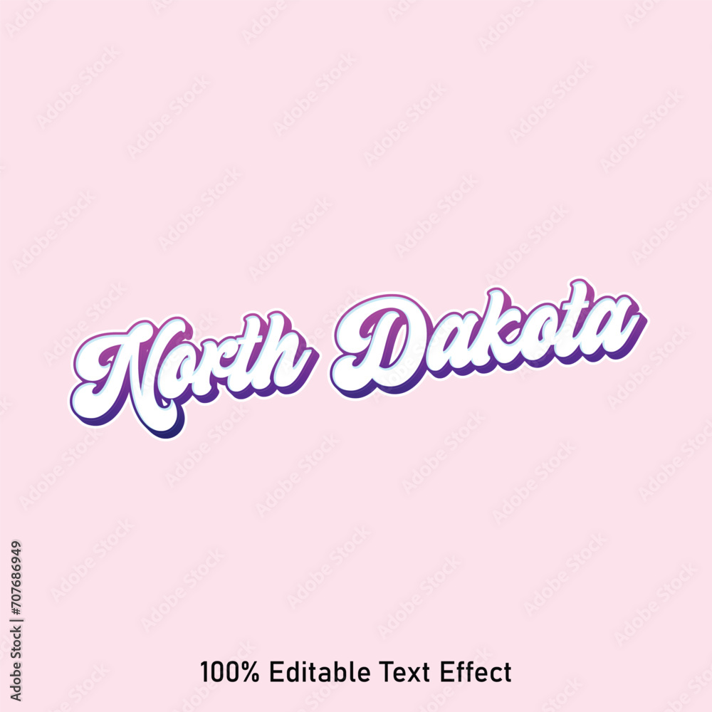 North Dakota text effect vector. Editable college t-shirt design printable text effect vector