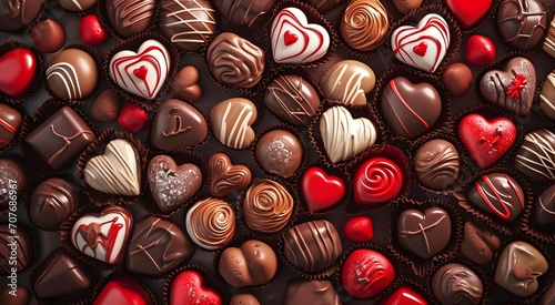Illustration of realistic Valentine's Day chocolate dessert Generative AI