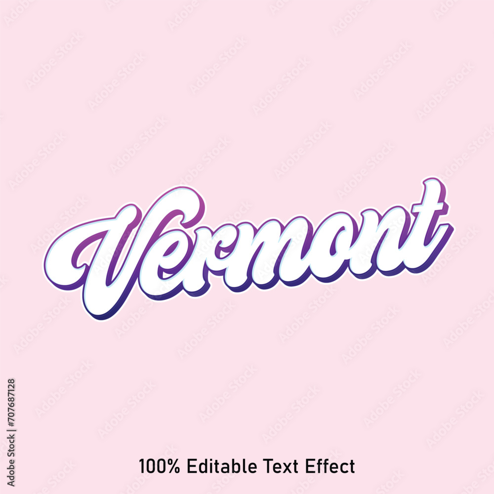 Vermont text effect vector. Editable college t-shirt design printable text effect vector