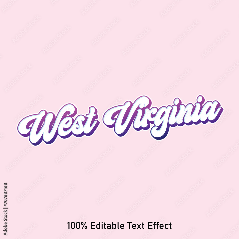 West Virginia text effect vector. Editable college t-shirt design printable text effect vector
