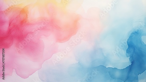 Watercolor painting of abstract shapes and colors on white background. Artistic and minimalist illustration for design projects. photo