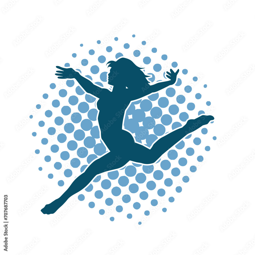 Silhouette of a female ballet dancer in action pose. Silhouette of a ballerina girl dancing pose. Silhouette of a female ballet dancer in action pose. Silhouette of a ballerina girl dancing pose.