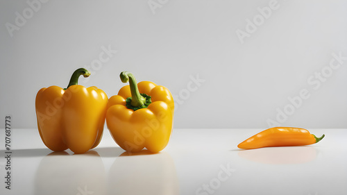 one yellow bell pepper lying on an isolated white background photo