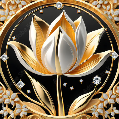 AI prompt: Elegant tulip jewelry on a golden base, high-res graphics, with gemstone accents.(Generative AI)