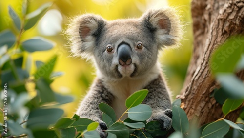 Koala on eucalyptus tree
