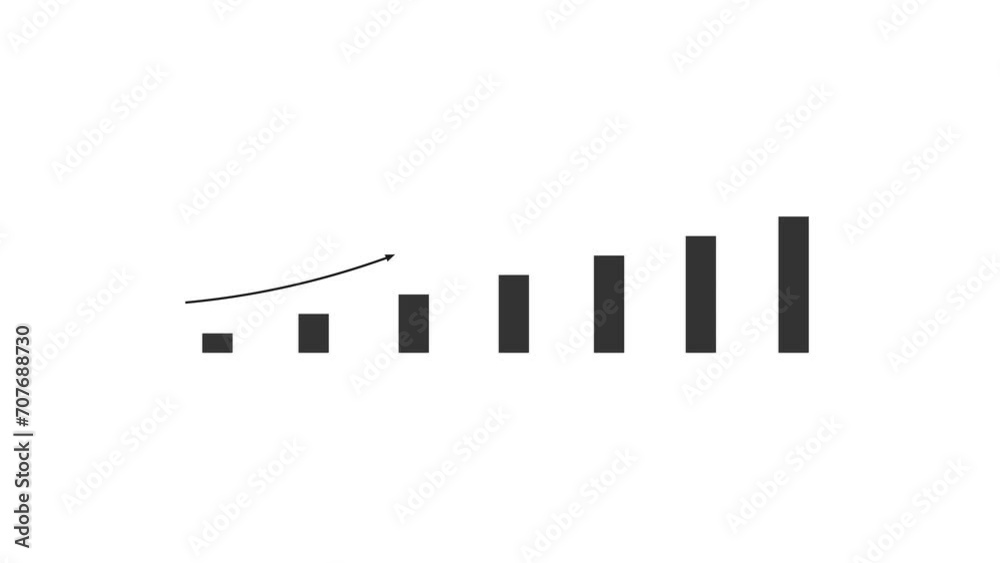 animated graph growth chart. growth graph chart getting higher and arrow up an then turn into word success animation, business concept, profit concept, alpha channel background.