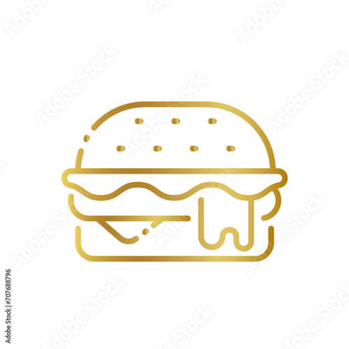 gold hamburger sign, golden hamburger icon, golden fastfood icon, Hamburger, Cheeseburger, Hamburg Steak, Patty, Food, Fast Food, Sandwich, Line Art, Hamburger, Cheeseburger, Hamburger Steak