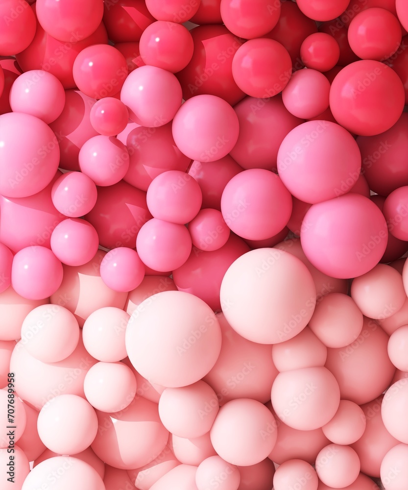 Various size of red and pink balloons abstract background for luxury party, celebration, romance, love, valentine’s day 3D Various size of red and pink balloons abstract background for luxury party, celebration, romance, love, valentine’s day 3D