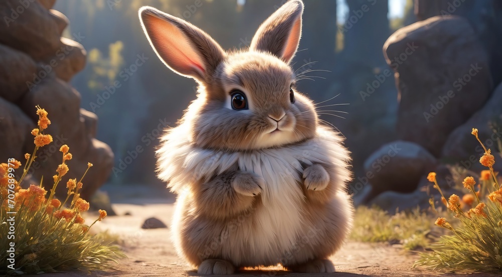 bunny life form that lives in the sun with big cute eyes and coat is fluff bunny life form that lives in the sun with big cute eyes and coat is fluff